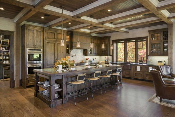 Interior, horizontal, kitchen, Bowden residence, Balsam Mountain Preserve, North Carolina; M. Shawn Leatherwood & Associates; Morgan Keefe Builders